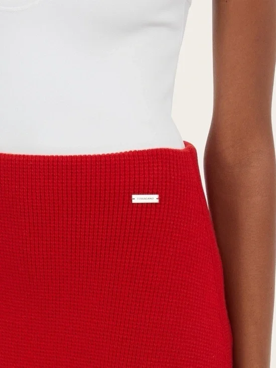 ♥️♥️♥️ Salvatore Ferragamo wool/cashmere red A-line skirt size M/L - Picture 10 of 11
